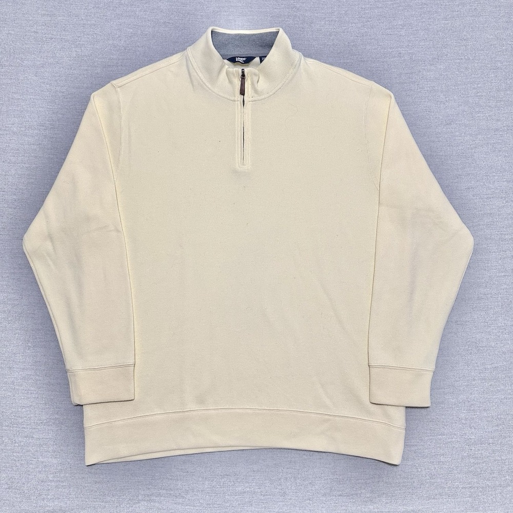 Lands' End Quarter Zip Fleece Pullover Men's Size 2XL Yellow 1/4 Zip Sweatshirt